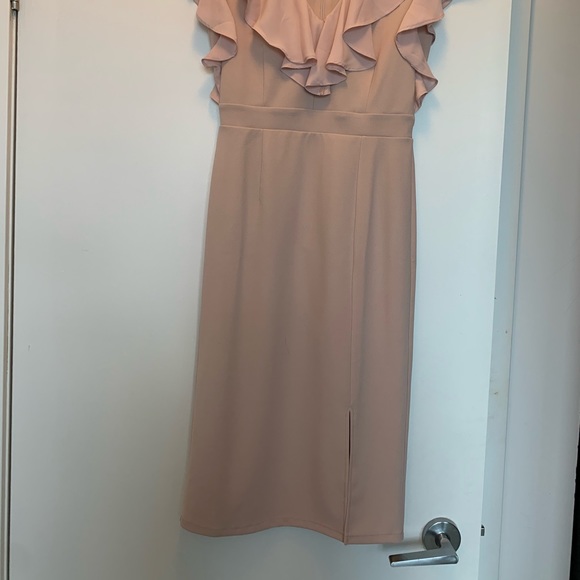 ASOS Ruffle Front Pencil Dress - Pink - size 4 - Picture 2 of 3